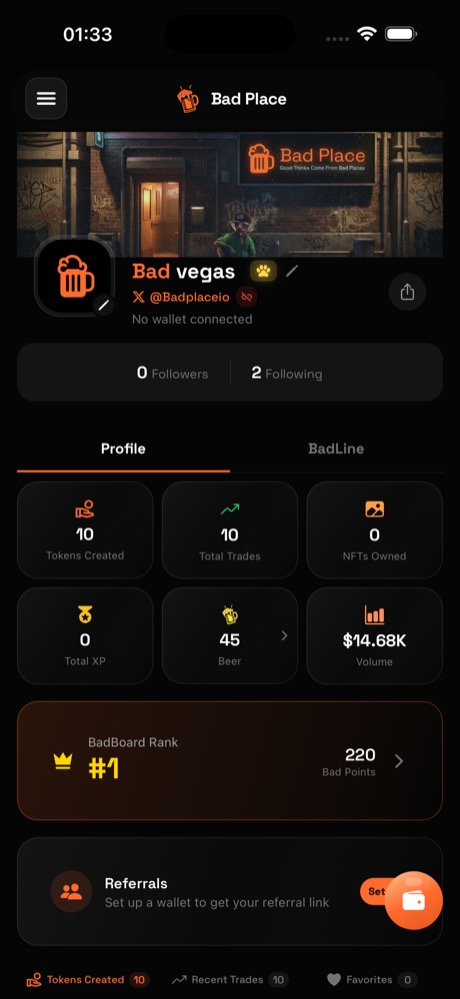 vegas, Tokens, Trades, NFTs, XP, Beer, Volume & BadBoard rank #1.